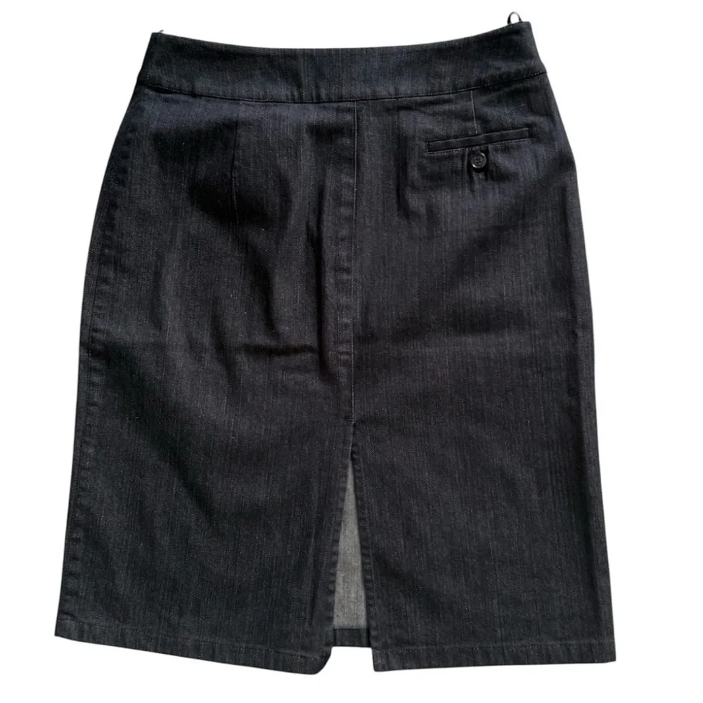 Burberry London Womens Black Pencil Skirt Pockets Zip Front Denim Straight 42 - Picture 9 of 17